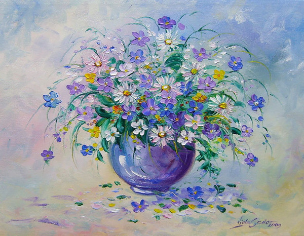 Fleurs en peinture