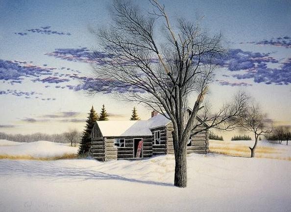 Paysage de neige en peinture