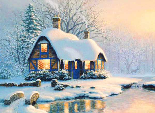 Paysage de neige en peinture