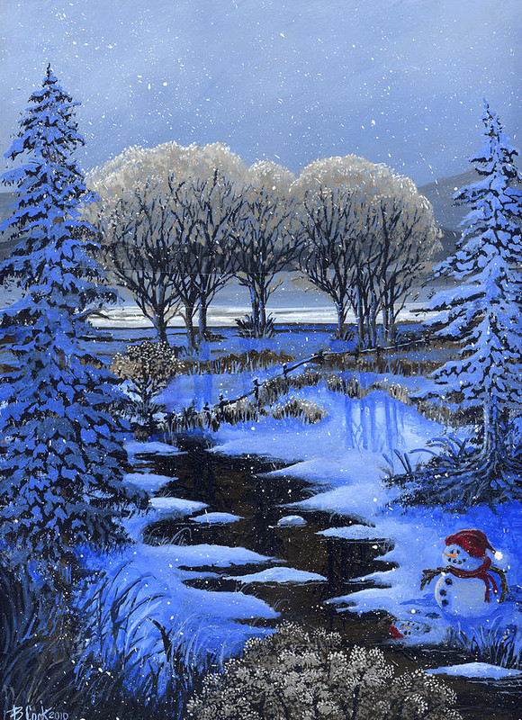 Paysage de neige en peinture