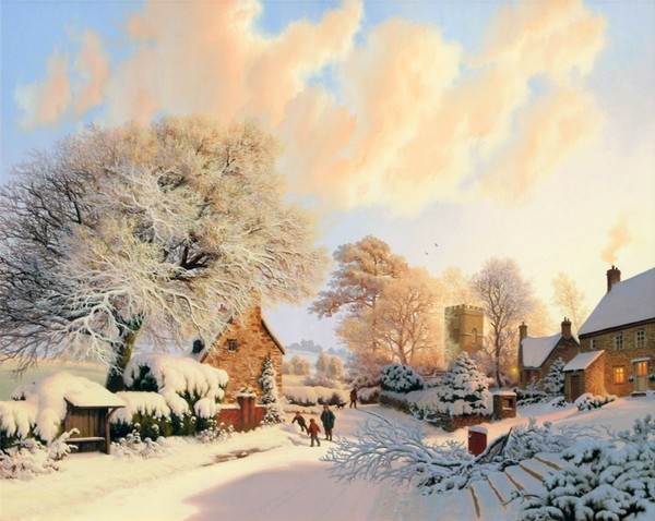 Paysage de neige en peinture