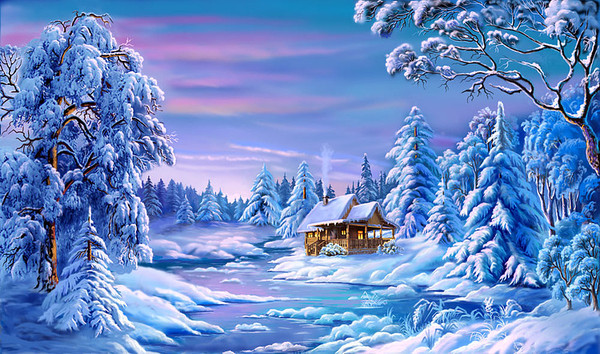 Paysage de neige en peinture