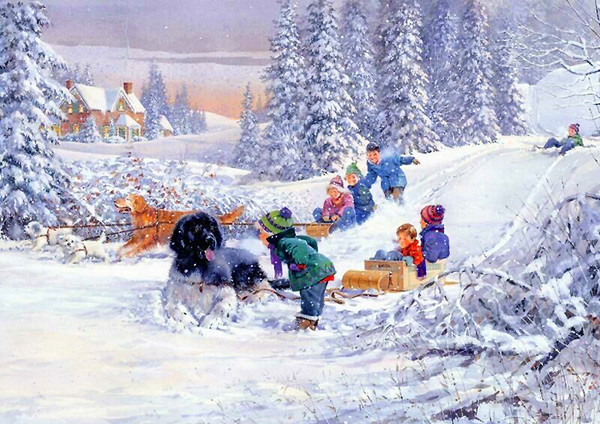 Paysage de neige en peinture