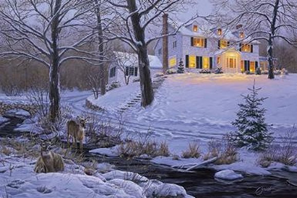 Paysage de neige en peinture