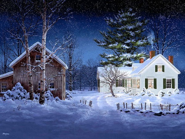  Paysage de neige en peinture