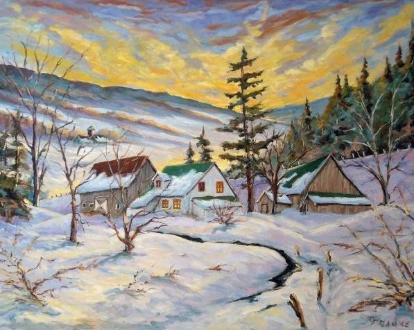 Paysage de neige en peinture