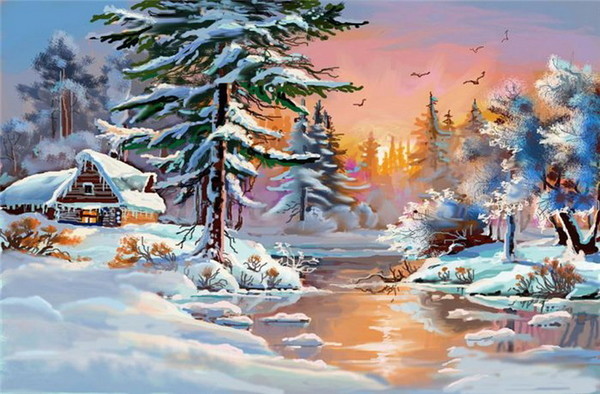 Paysage de neige  en peinture