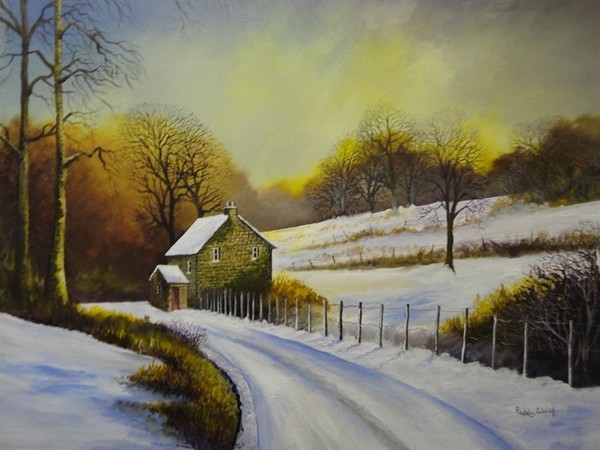 Paysage de neige en peinture