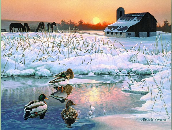 Paysage de neige en peinture