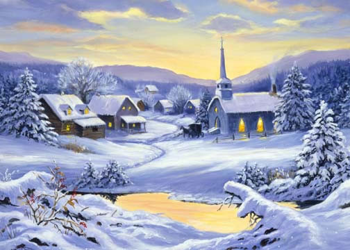 Paysage de neige en peinture