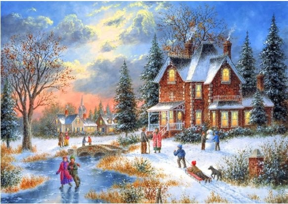 Paysage de neige en peinture