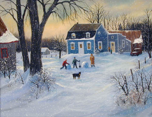 Paysage de neige en peinture