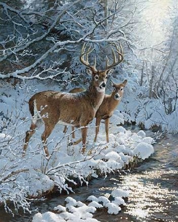 Paysage de neige en peinture