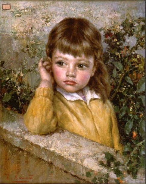 Enfant  en peinture de Luigi Amato.