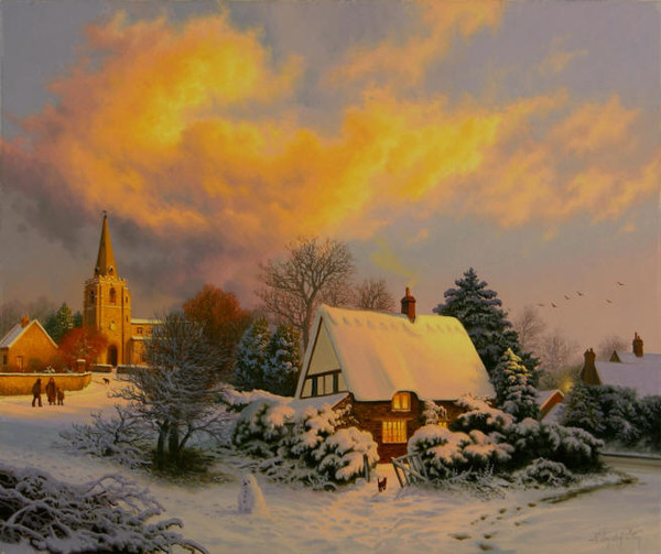 Paysage de neige en peinture