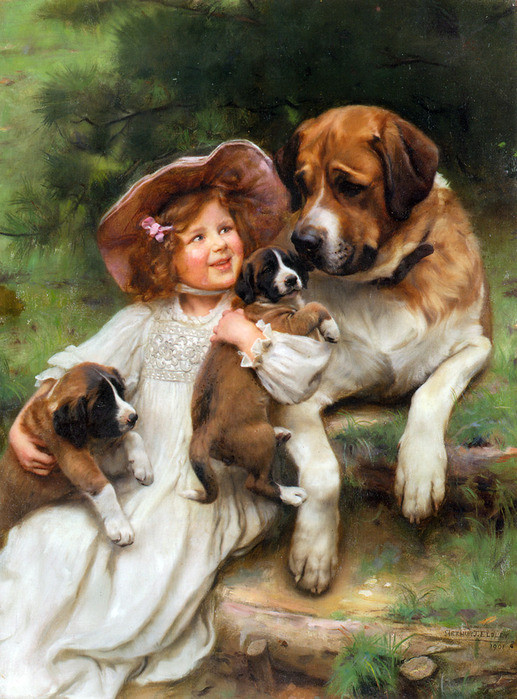  Image -  La fillette  et  les chiens