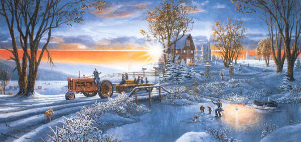 Paysage neige en peinture