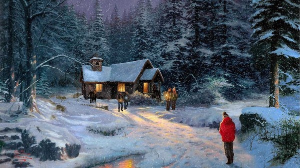 Paysage de neige en peinture