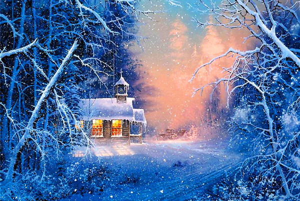 Paysage de neige en peinture