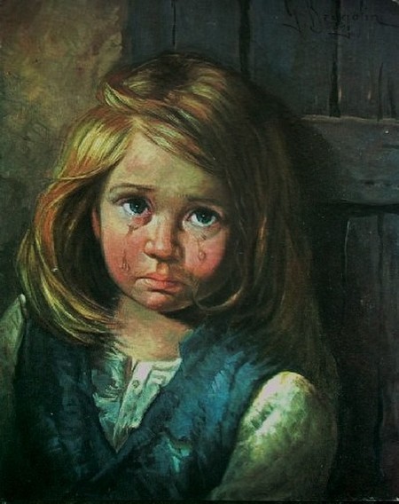 Peinture d'enfant en pleurs