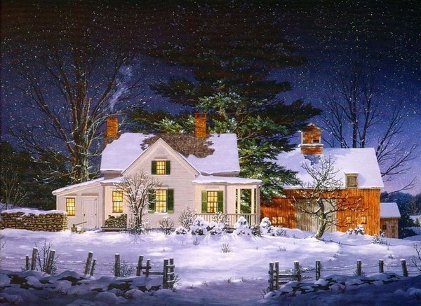  Paysage de neige en peinture