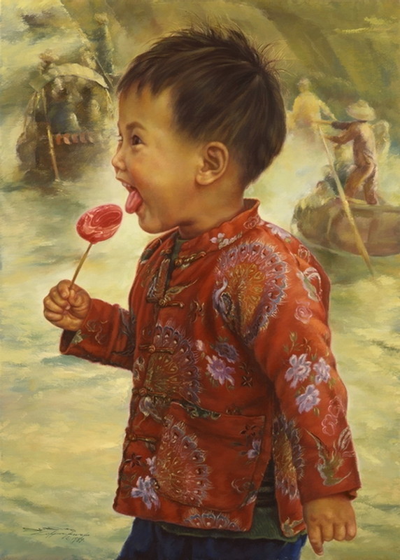 Enfant en peinture