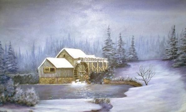 Paysage de neige en peinture