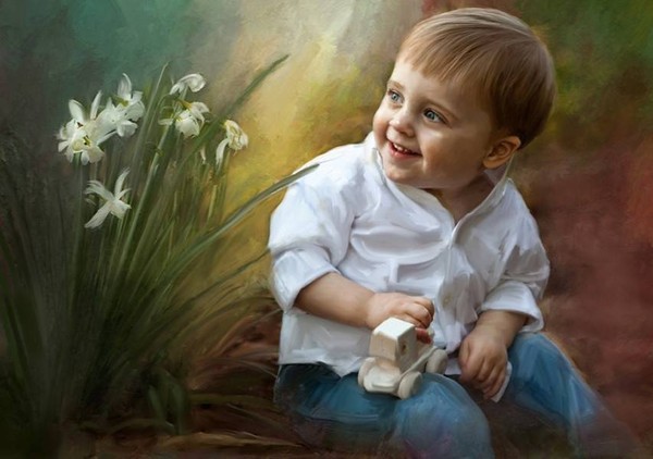 Enfant en peinture