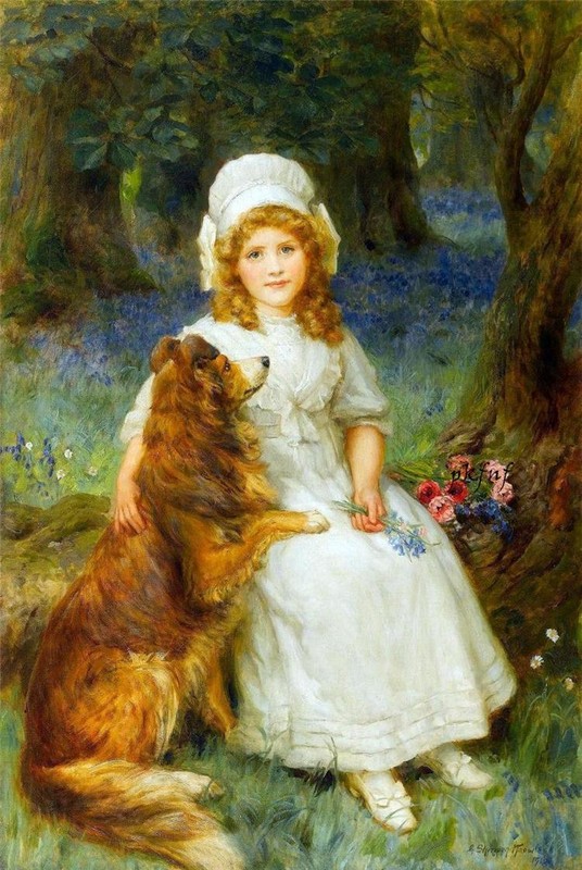 Image ancienne (enfant-animaux)