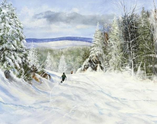 Paysage de neige en peinture