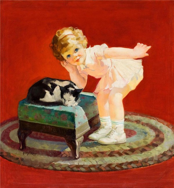 Image ancienne (enfant-animaux)