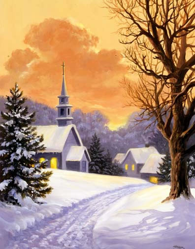 Paysage de neige en peinture