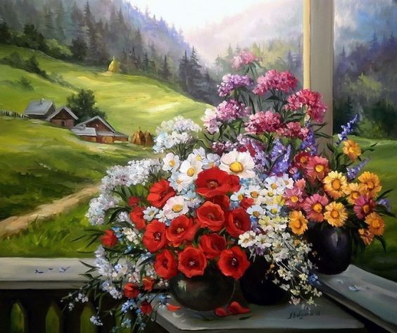 Fleurs en peinture