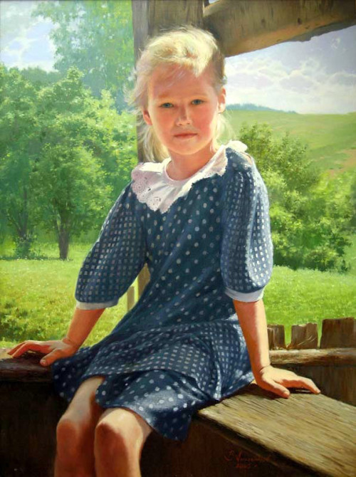 Enfant  en peinture de Vladimir Aleksandrov