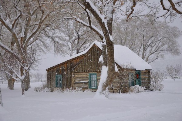 Paysage de neige en peinture