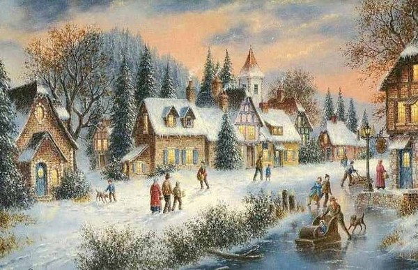 Paysage de neige en peinture