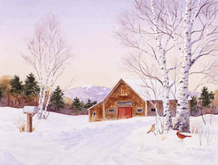 Paysage de neige en peinture