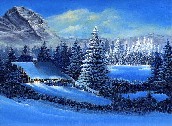 Paysage de neige en peinture