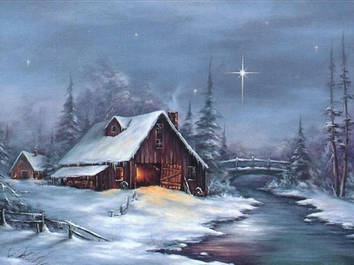 Paysage de neige en peinture