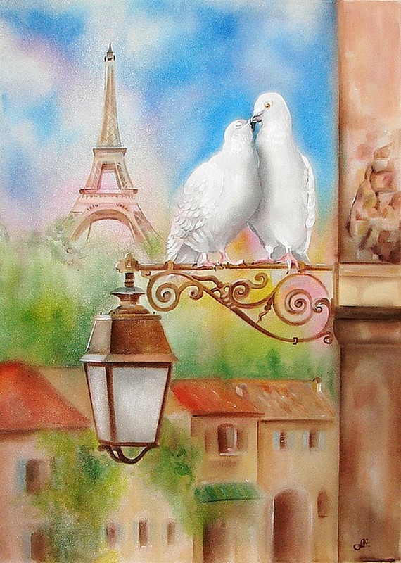 Peinture sur soie d' Annette Loginova 