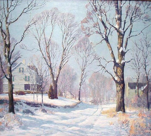 Paysage de neige en peinture