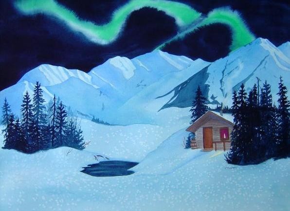 Paysage de neige en peinture