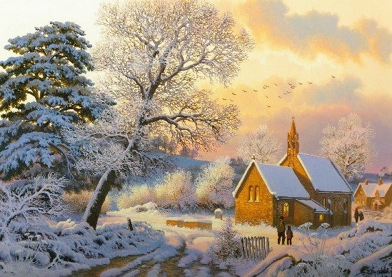 Paysage de neige en peinture