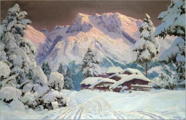 Paysage de neige en peinture