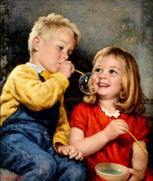 Enfants en peinture de Luigi Amato.