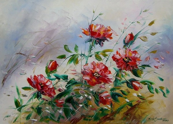 Fleurs en peinture