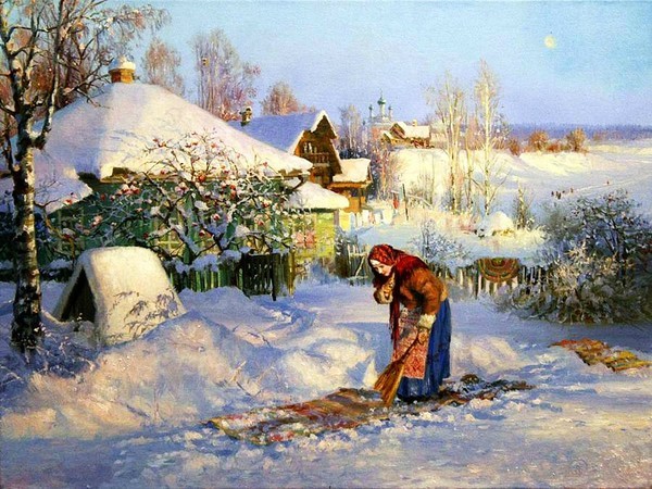 Paysage de neige en peinture