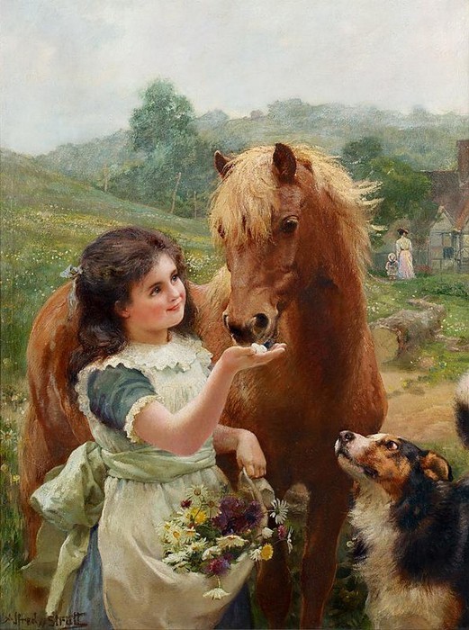 Image ancienne (enfant-animaux)