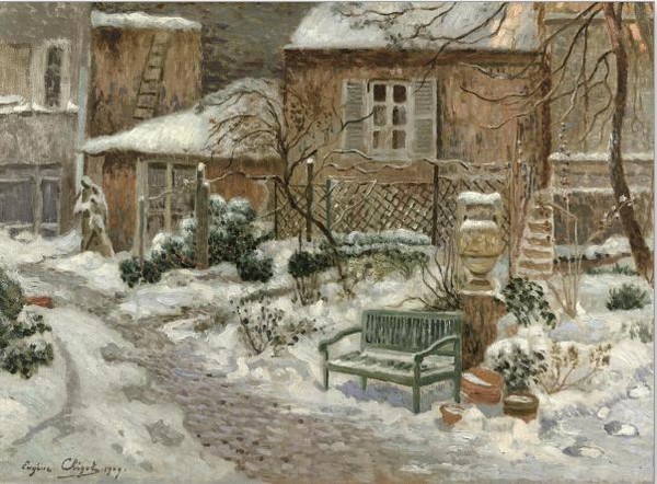 Paysage de neige en peinture