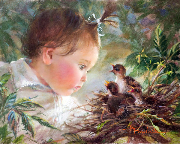 Enfant en peinture